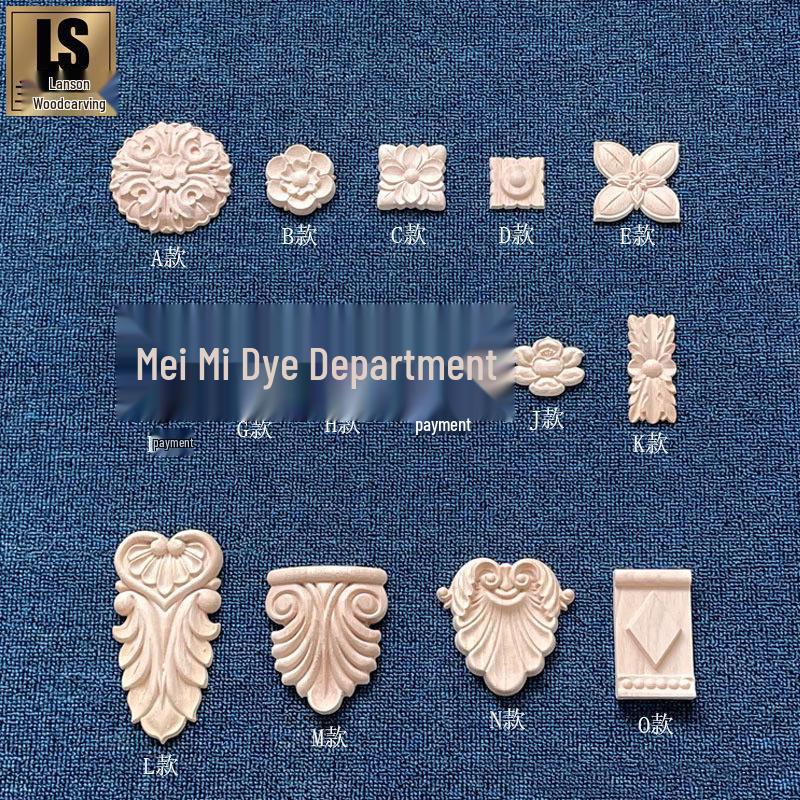 

Oval Solid Wood Carved Floral Decal for European Furniture Decoration J Model 5x4cm