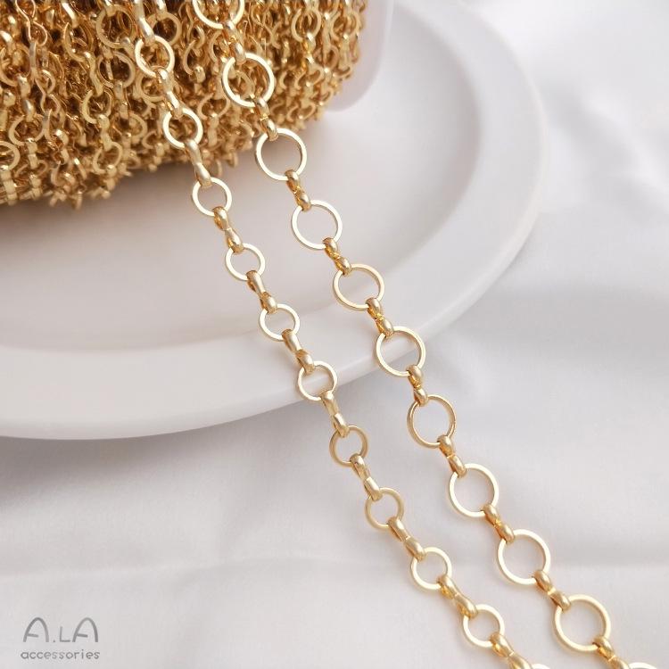 

Gold-Filled 6mm Round Link Chain: 8mm O Chain for DIY Bracelets & Earrings 6mm round link chain 50cm