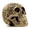 Resin Craft Skull Head Golden Carving Halloween Party Decoration Skull Sculpture Ornaments Home Decoration Accessories