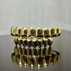 1/2 Pcs Glossy Finish Eco Friendly Copper Top Bottom Teeth Grillz Set Anti Slip Silver Gold Teeth Jewelry Cosplay