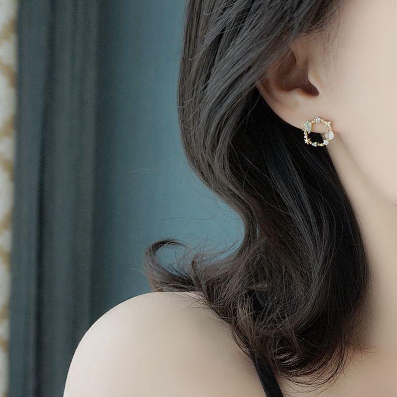Korean New Colorful Rhinestone Wreath Stud Earrings Sweet Flower Crystal Pearl Brincos Women Party Birthday Jewelry Gift