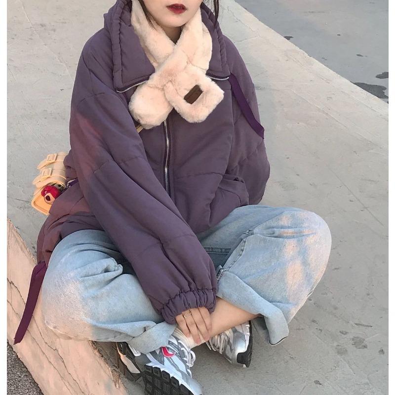 

Зимнее новое стильное толстое и теплое маленькое хлопковое пальто для женщин Ins модная корейская студенческая свободная одежда для женщин XXXL фиолетовый