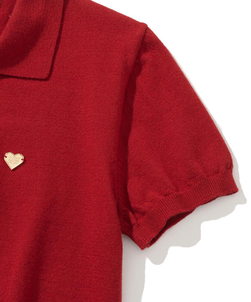 KNITTED (W) Basic Essential Washable Collared Knit Red