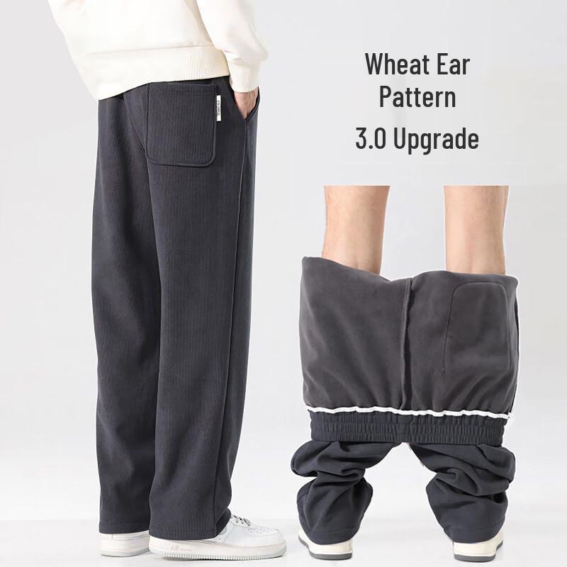 XueZhongFei Men's Corduroy Fleece-Lined Casual Pants