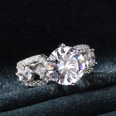 Nye Nydelige 11MM Runde Zirkon Bryllupsringer Kvinner Ny Trendy Smykker Brude Forlovelsesfest Ring Luksus Gave