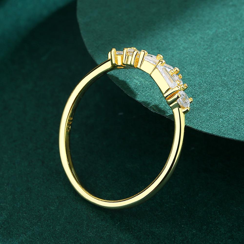 Kreativer 18K Gold Unregelmäßiger Baguette-Diamant-Paarring für Frauen, runder Kristall, echtes Sterlingsilber, Geschenkschmuck