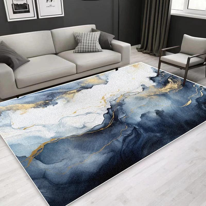 

Современный абстрактный ковер для гостиной, скандинавский золотой декор для дома, ковры с противоскользящим покрытием, моющиеся, для спальни, напольный коврик 60*90cm