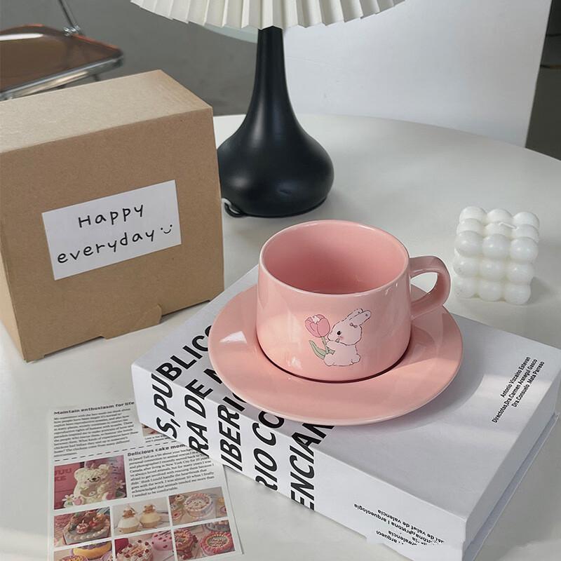 Shangqi Tulip Rabbit Ceramic Mug and Saucer Set