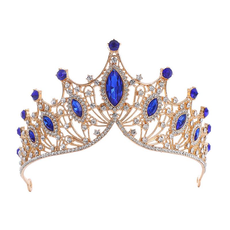 New Bridal Crown Retro Black Baroque Diamond Crystal Tiara Birthday Wedding Headband