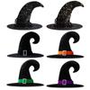 Velvet Halloween Witch Wizard Hat Gilding Devil Cap Punk Halloween Hat  Adults