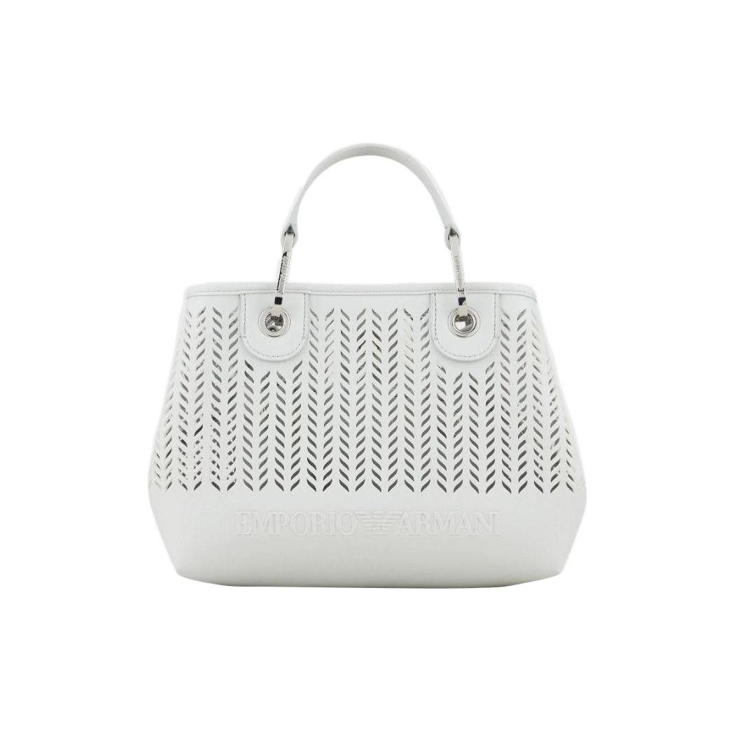 Emporio Armani Solid Color Brand Logo Printed Perforated Herringbone Pattern PU Shoulder Crossbody Tote Bag Women bags Light-Blue Y3D166-Y472E-87377 Basic Set BagDust Bag 27990₽