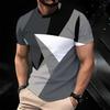 Women Short Sleeve Crew Neck T Shirt White Red Gradient Vertical Line Dot Abstract Print Top