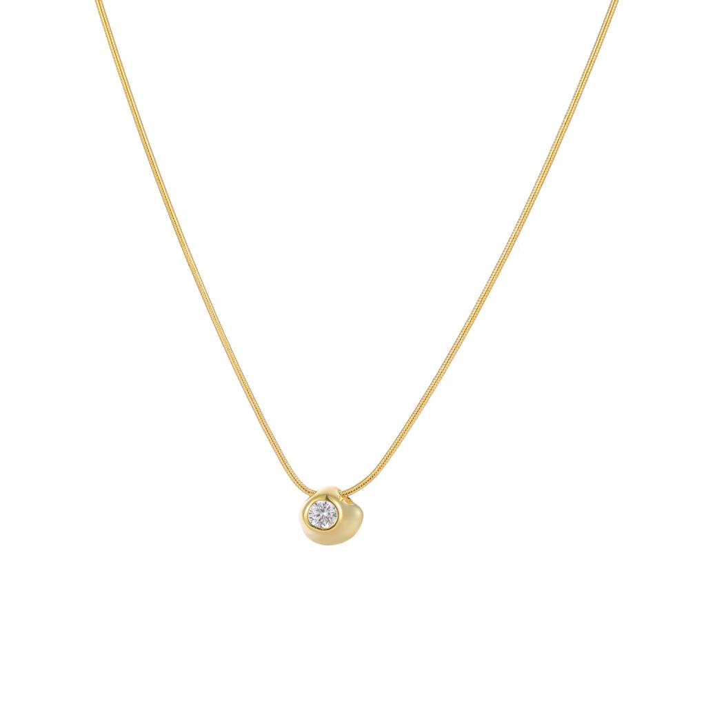 Gold Bubble Pendant Necklace Women's Minimalist Style Light Luxury Cold Emotional Temperament Versatile Snake Bone Chain
