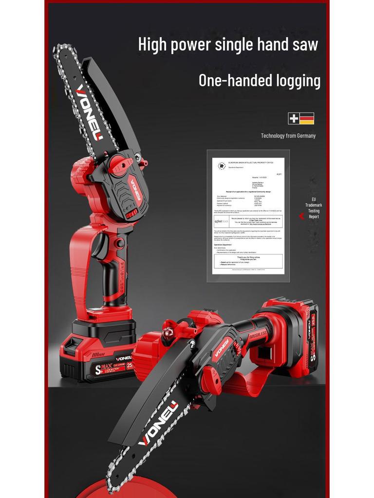 Rechargeable One-Handed Brushless Electric Chainsaw for Home and Outdoor Use