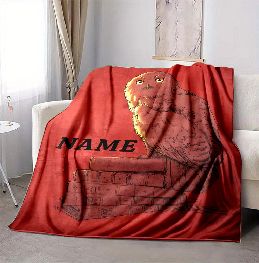 Custom Name Hogwarts Crest Flannel Blanket Throw Blanket Soft Warm Sofa Bed home Decor Unique Gift