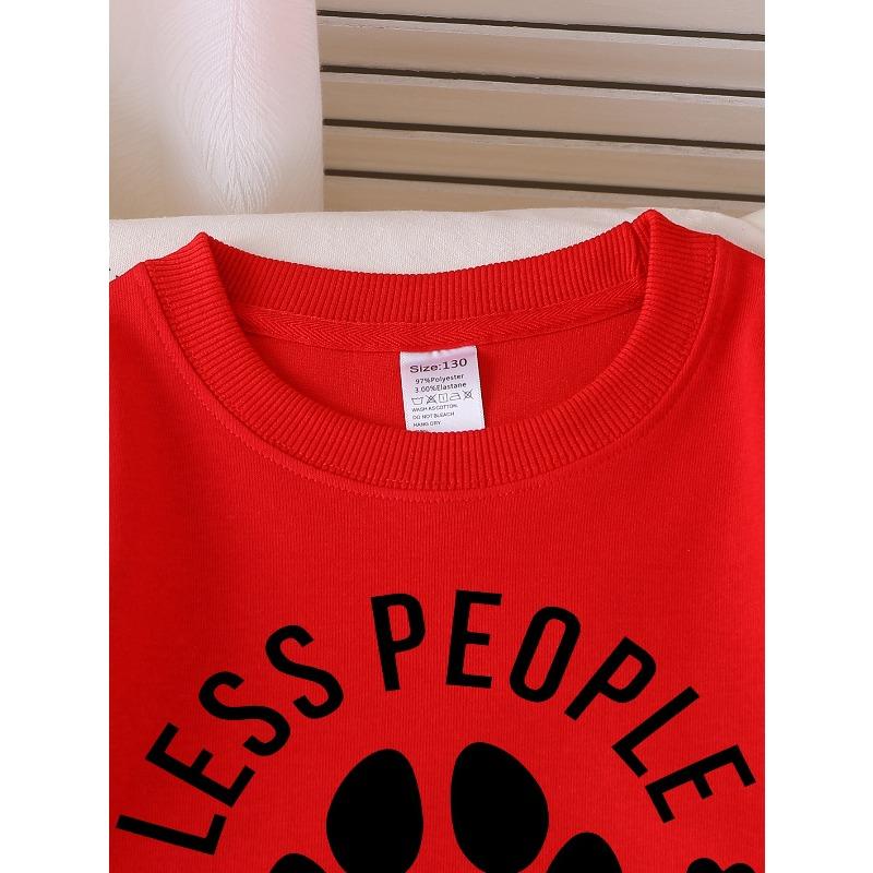 Less People More Dogs 2026 New Girls' Long-sleeve Casual Crewneck Sweatshirt, Suitable for Outdoor Sports