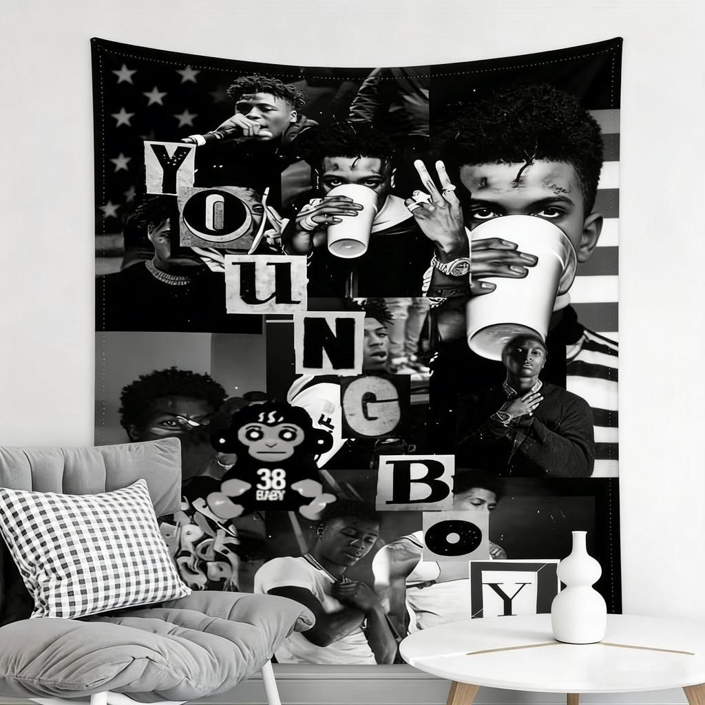 1PC For Young Boy Vintage Banner Flag Tapestry Hiphop Banner Tapestry Suitable For Bedroom Dormitory Rock And Roll Wall Decor