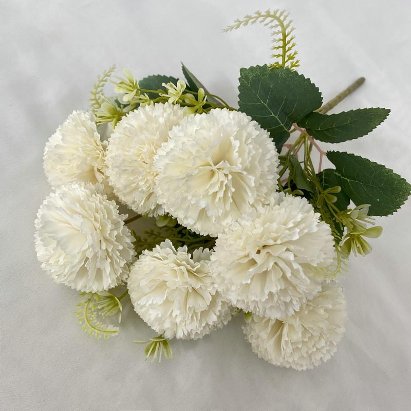 Silk Fabric 7branch Fulu Carnation Artificial Flower Bouquet For Wedding Decor And Photography