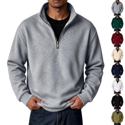 Herren Color Half-Zip Sweatshirt mit Stehkragen Langarm Leichtes Lässiges Sportoberteil