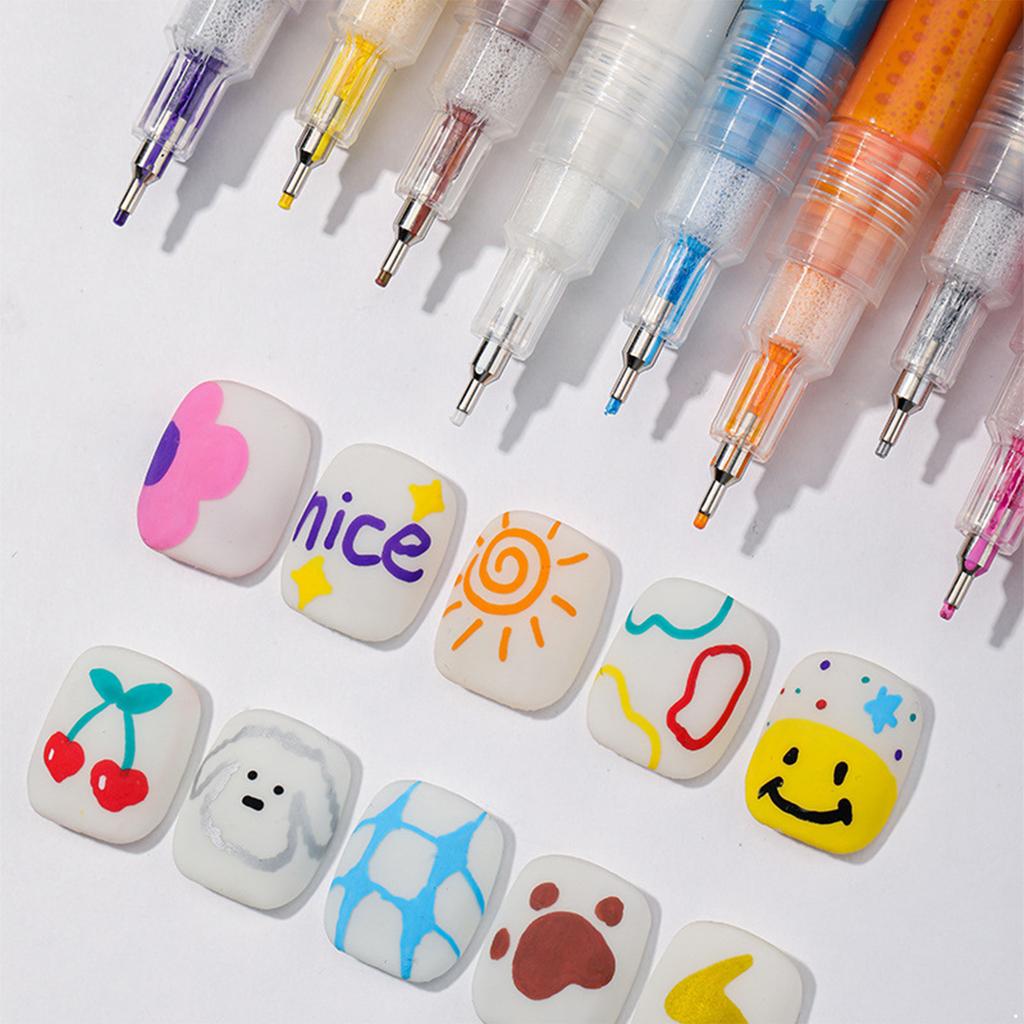Nail Art Pen Set All In One Dotting Pen and Painting Liner Brush for Creative DIY Nail Art Manicure Tools