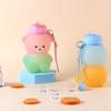 600ml Collapsible Water Bottle Silicone Cute Bear Water Bottle Large Capacity Foldable Drinking Cup for School Sports Hiking