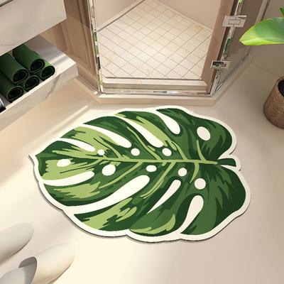 Ins Wind Leaves Diatom Mud Floor Mats Strong Absorbent Bathroom Floor Mats Water Absorptionand Dirt Resistance Easy To Take Care of Bathroom Foot Mats