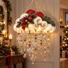 Christmas Party Supplies Vintage Lighted Snowfall Cloud, Cascading Snowflake Light with Reindeer/Angel, Winter Hanging Decor LED Holiday Lantern