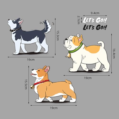 seimeinoki Car Decals Funny Dog Pattern Car Stickers Set of 3 Hide Scratches and Dents Waterproof Stickers Car Stickers Cute Cartoon Dog Stickers