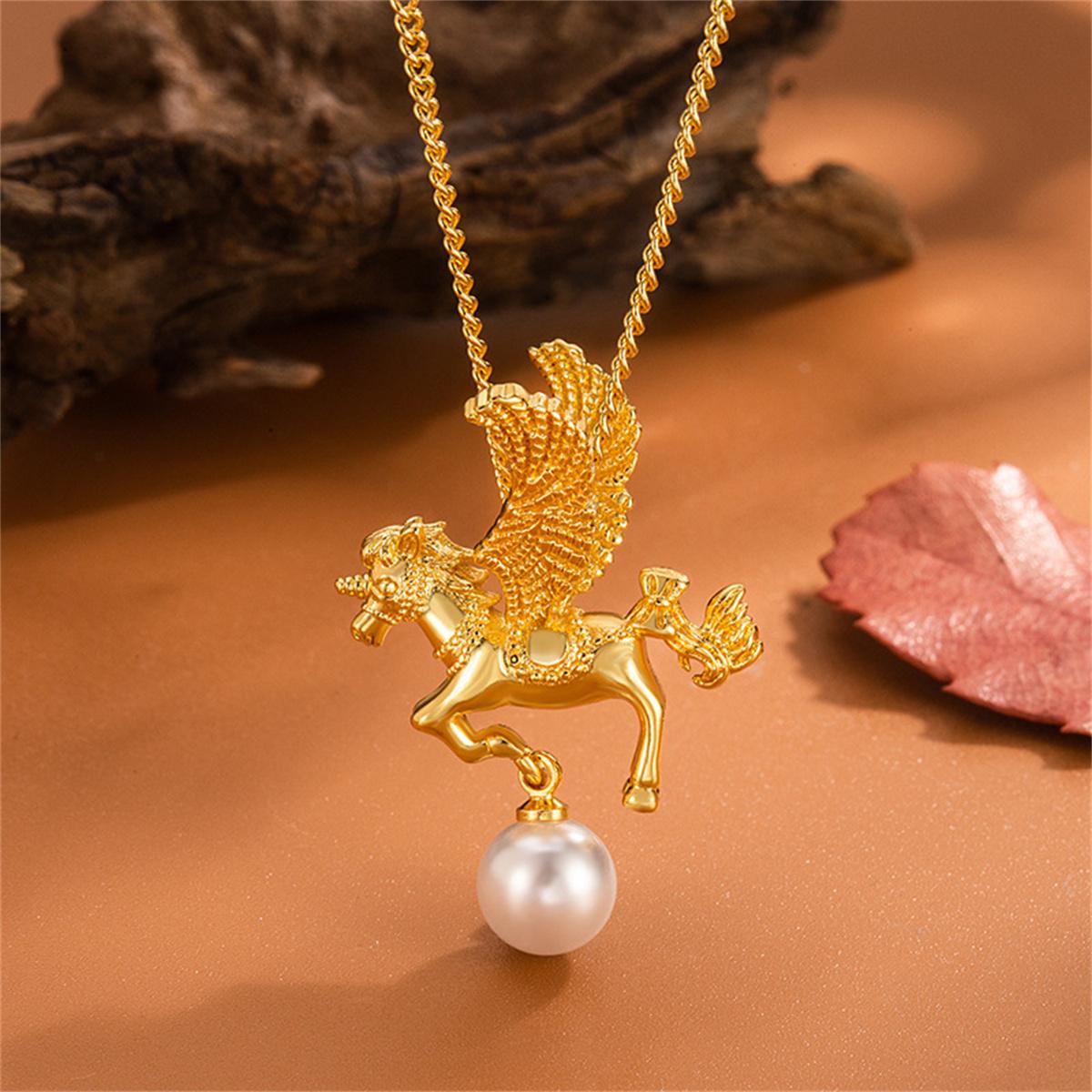 

Bestselling necklace: Ancient style sand gold horse year mascot necklace, non-fading, symbolizing instant wealth. A perfect gift