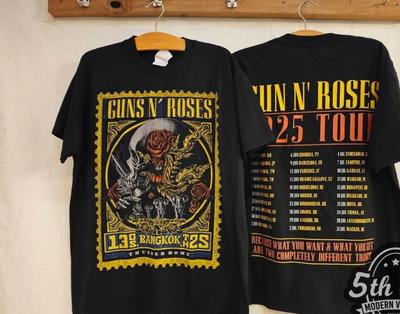 Guns N' Roses 2025 World Tour Bangkok - Nuova T-shirt Vintage della Band