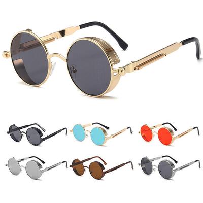 Round Steampunk Punk Sunglasses Men Women Retro Metal Frame Spring Cool UV400