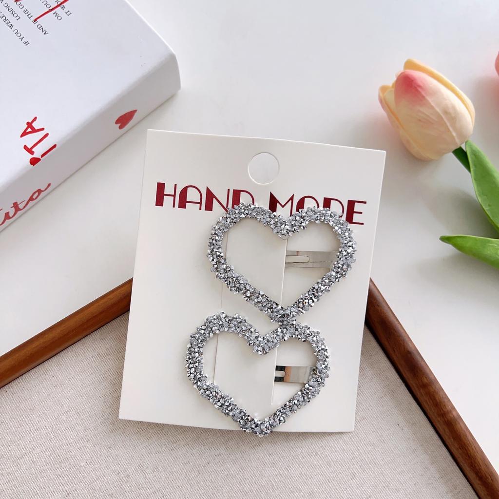 Spinka do włosów z kryształkami w kształcie serca i gwiazdy  Akcesorium do włosów na grzywkę boczną  Geometryczna pusta spinka do włosów na potylicę