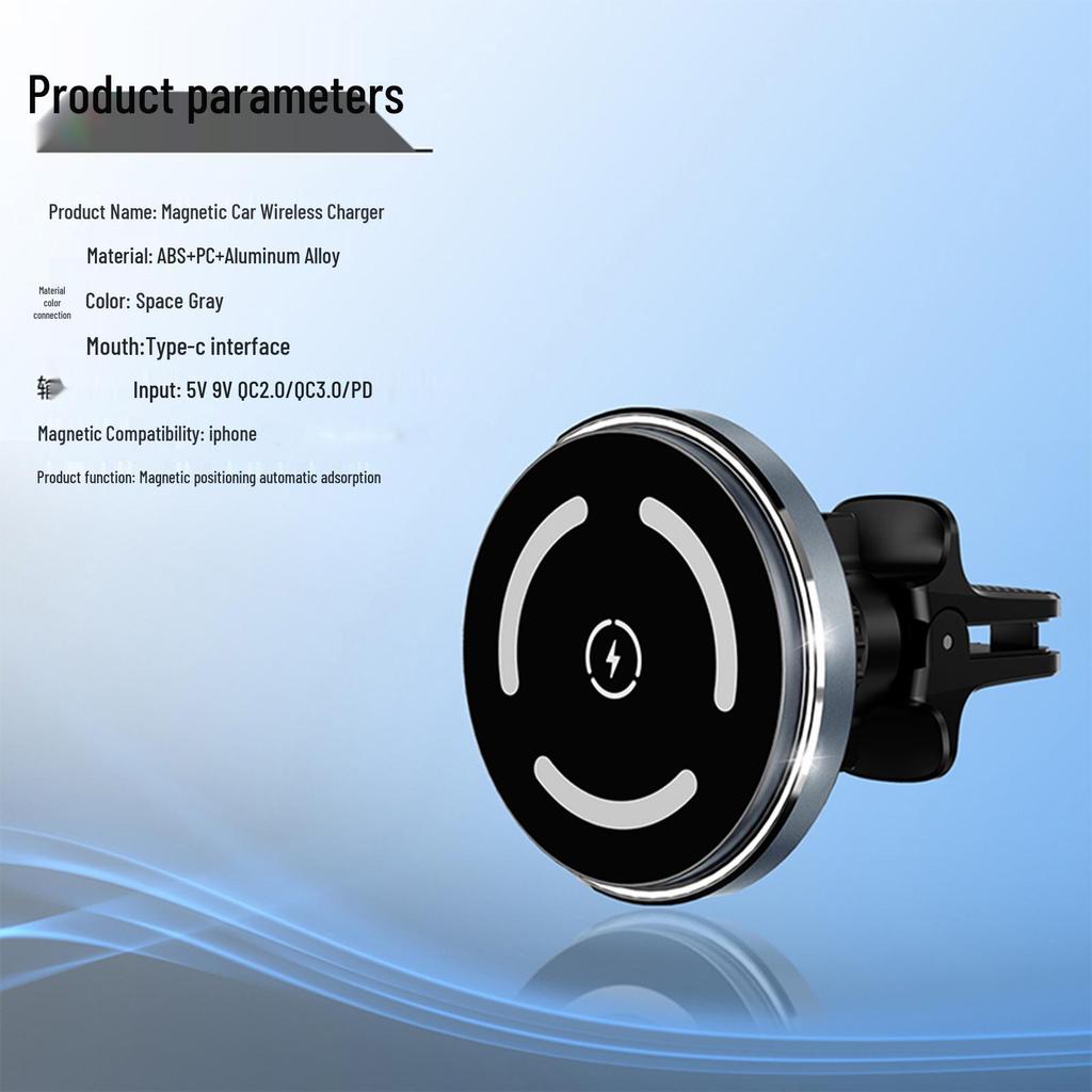 15W MagSafe Magnetic Car Charger & Phone Holder - Fast Wireless Air Vent Charger