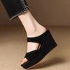 Fashion Wedge Sandals Women's New Round Toe Open Toe Suede Platform Platform Anti-Slip Wear-Resistant Cutout Fish Mouth High Heels