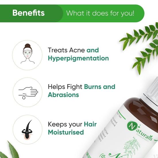 Naturalis Neem Oil for Skin and Hair - Pure Therapeutic Grade Neem Oil for Acne, Skin Hydration, Soothing Skin, Promotes Healthy Hair and Scalp - 30ml