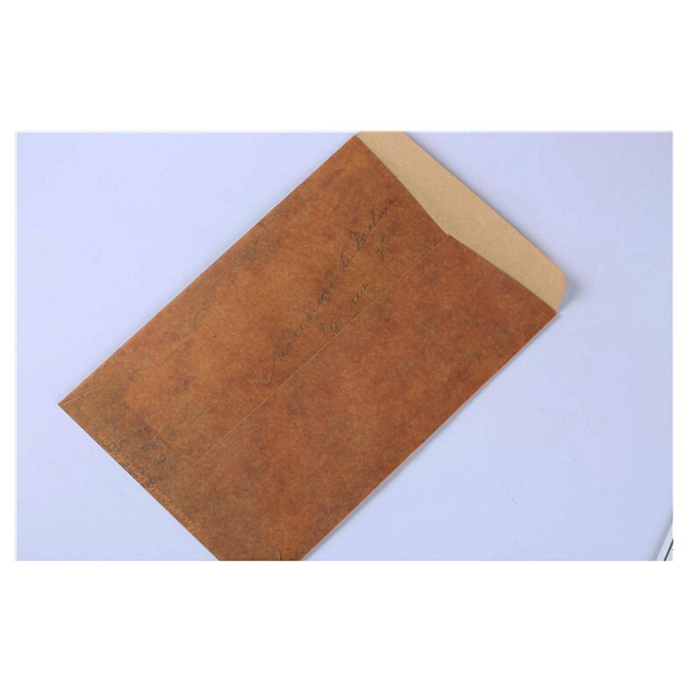 10Pcs Smooth Writing Kraft Envelopes Retro Letter Pattern Brown Storage Envelopes for Postcards Photos Gift Cards Checks