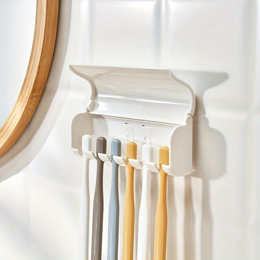 Space-Saving Wall-Mounted Toothbrush Toothpaste Holder - 6-Slot Organizer For Bathroom Easy Install