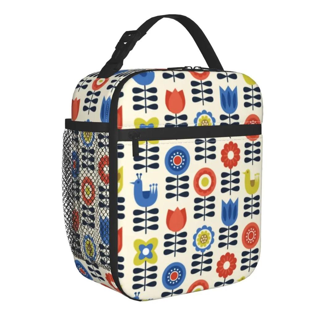Abstract Flowers Orla Kiely Portable Lunch Box Leakproof Scandinavian Style Thermal Cooler Food Insulated Lunch Bag Kids School