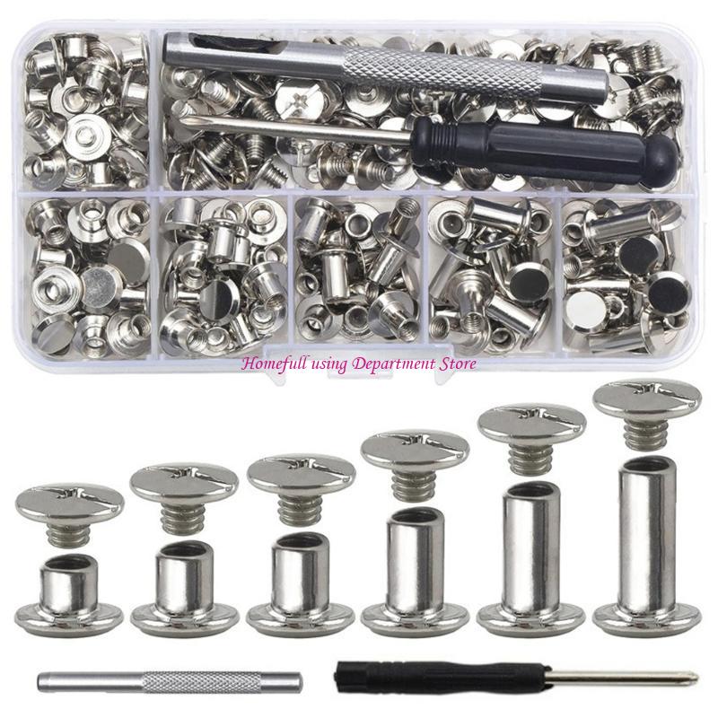  110Pieces Binding Screws Crossed Head Metal Screws Rivets Book Binding Rivets
