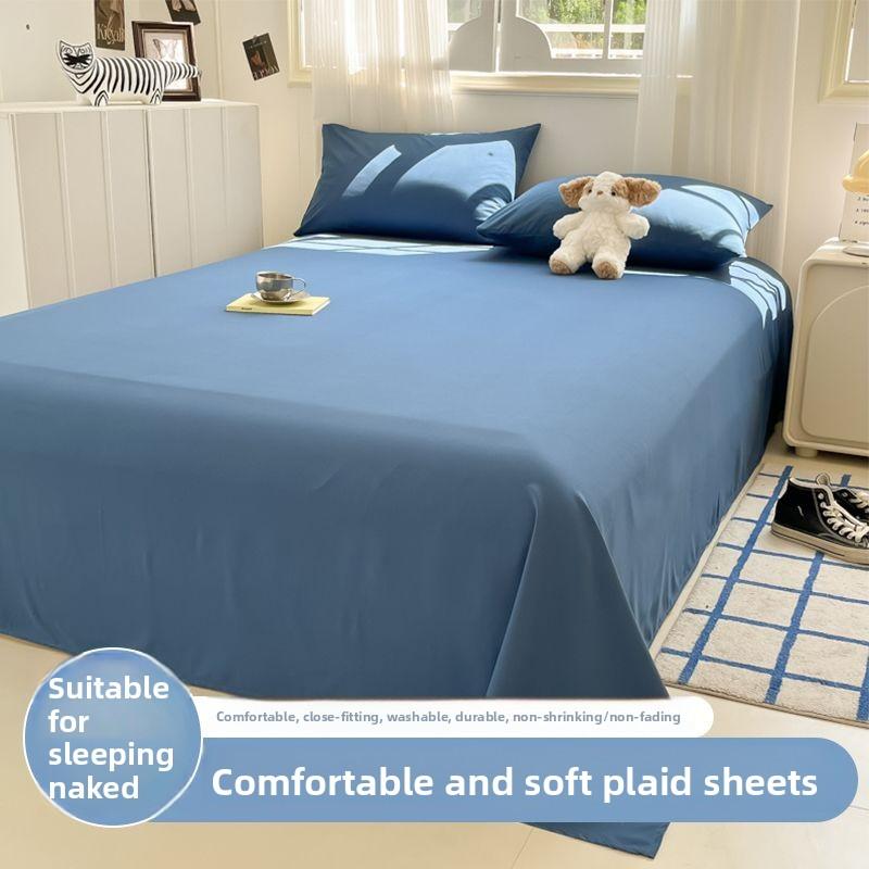 

Cream Style Striped Skin-friendly Bed Sheet For Single Double Student Dormitory Household Bed 120*230cm