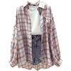 Damen Retro Karoshirt - Frühling 2025 Koreanischer Loose-Fit, Sonnenschutz, Jacke im Feenstil