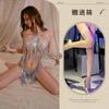 Sexy neck-hanging perspective suspender Bling sparkling sequins waist and thin tassel nightclub nightdress