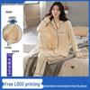 Spring & Autumn Pure Cotton Maternity Cardigan: Solid Color Pajamas for Prenatal & Postnatal Nursing with Turn-down Collar