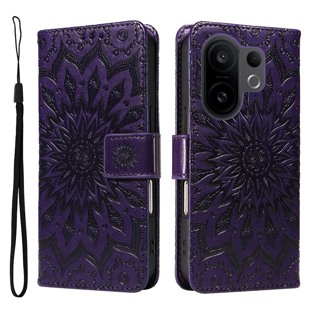 For vivo X200 FE 5G/vivo S30 Pro mini 5G Leather Wallet Case Sunflower Imprinted Phone Cover