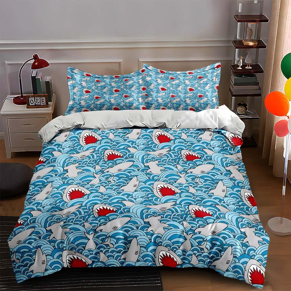 

Sharks amidst waves. Bedding Duvet cover sets Duvet covers Pillowcases gifts (1 * Duvet Cover 2 * Pillowcases, without duvet insert) 135x200cm
