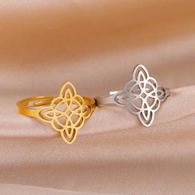 Mary Source 18k Real Gold Plating Does Not Fade, Double Layer Witch Knot Adjustable Stainless Steel Ring