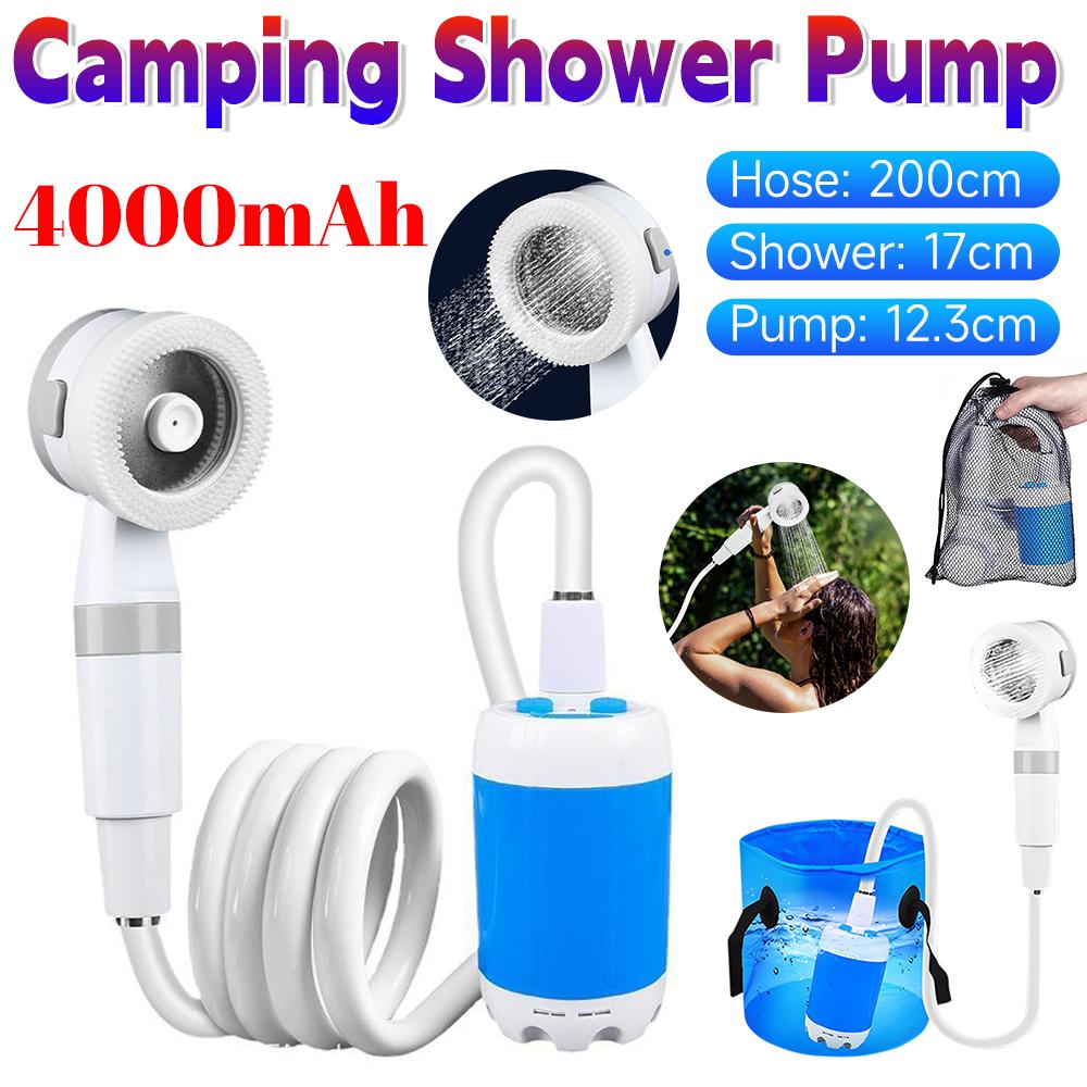 Outdoor Electric Shower Portable Shower Pump Rechargeable Waterproof Sprinkler Shower Head for Camping Travel Pet Watering