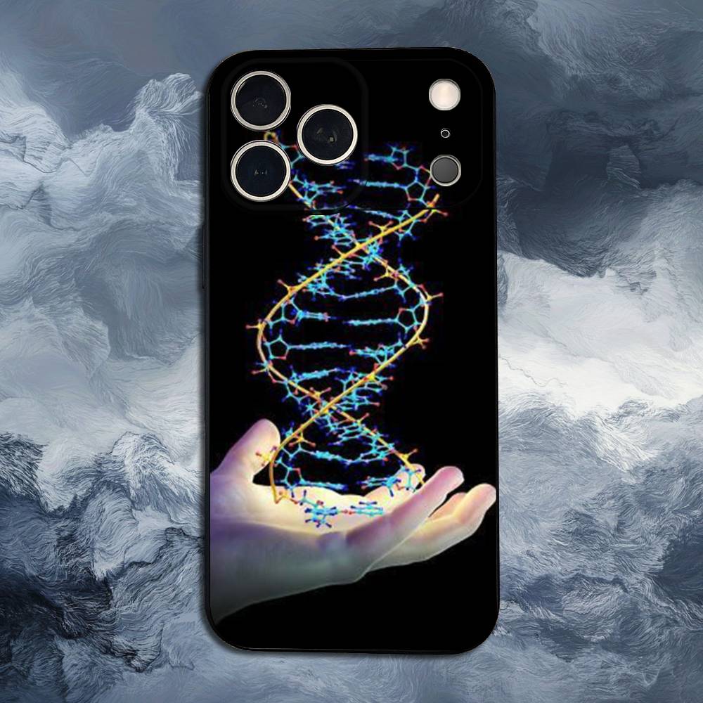 Science Biology DNA For iPhone 12,14,13,15,16,11,17,X,Mini,XR,SE,XS,Plus,Pro,Max,8,7,Soft Silicone Black Case