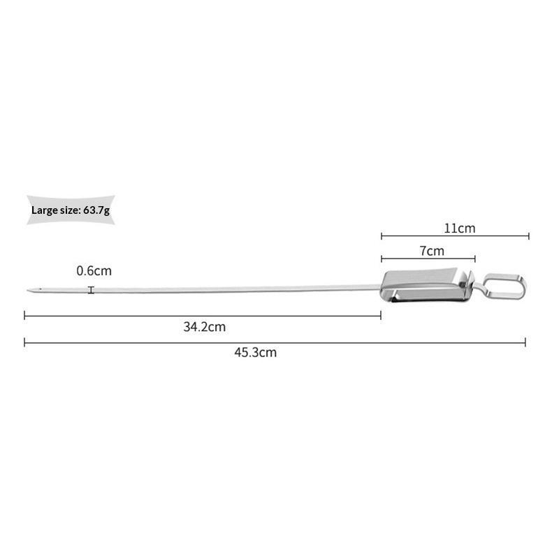 1Pcs Kabob Skewers For Grilling Stainless Steel Flat Bbq Skewers With Quick Release Metal Sliding Handle