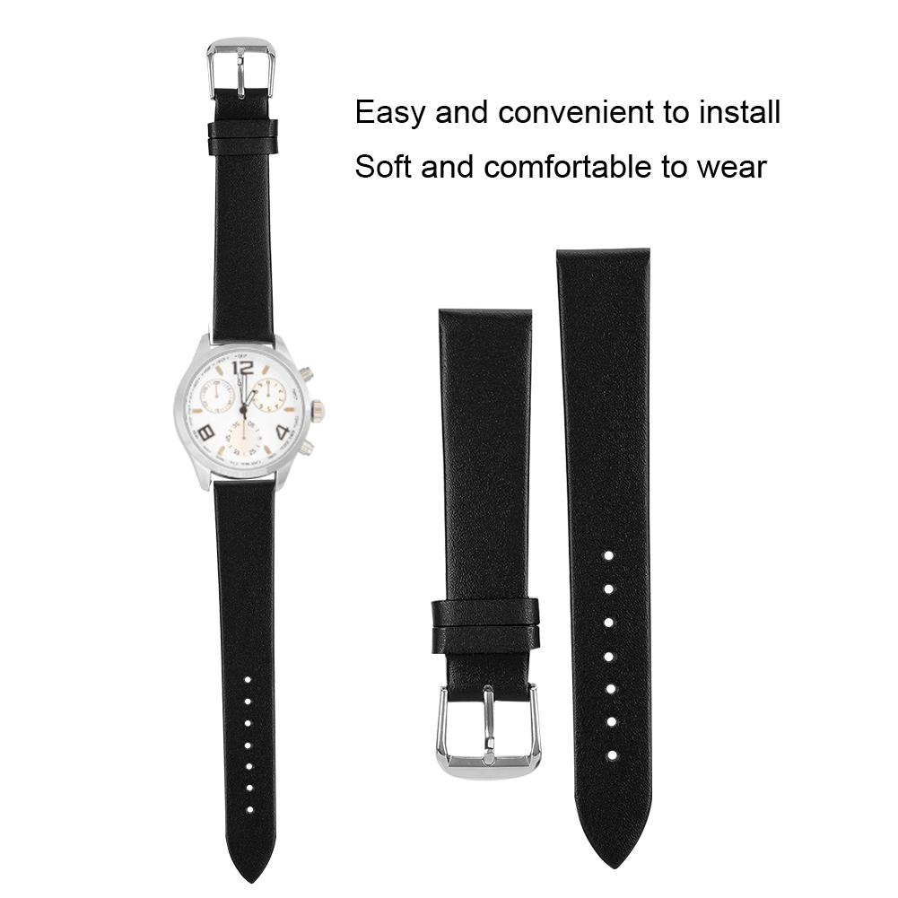 1 Pair PU Leather Universal Unisex Pin Buckle Watch Band Replacement Watch Strap (19mm)Black